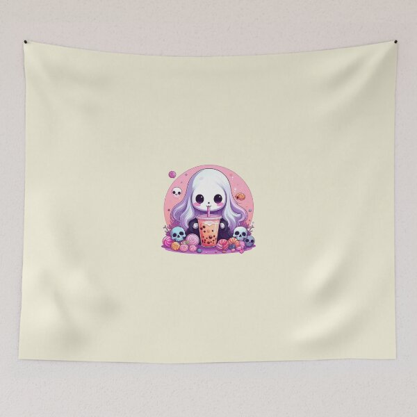 Item preview, Adorable Pastel Goth Ghost Drinking Boba Tea designed and sold by AOG-DESIGNS.