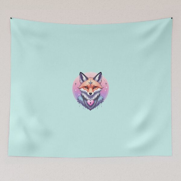 Item preview, Mystical Fox with Heart Lock and Starry Pastel Background designed and sold by AOG-DESIGNS.