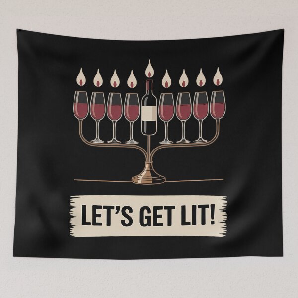 Item preview, Let's Get Lit Wine Lovers Hanukkah designed and sold by PunkNation-Arts.