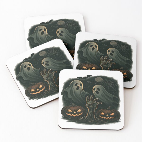 Item preview, Creepy Halloween Illustration With Eerie Ghosts And Pumpkins designed and sold by Print4verse.