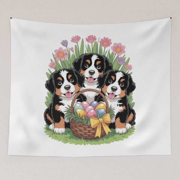 Item preview, Cute Bernese Mountain Dogs Easter Egg Basket designed and sold by Moon-Ape.