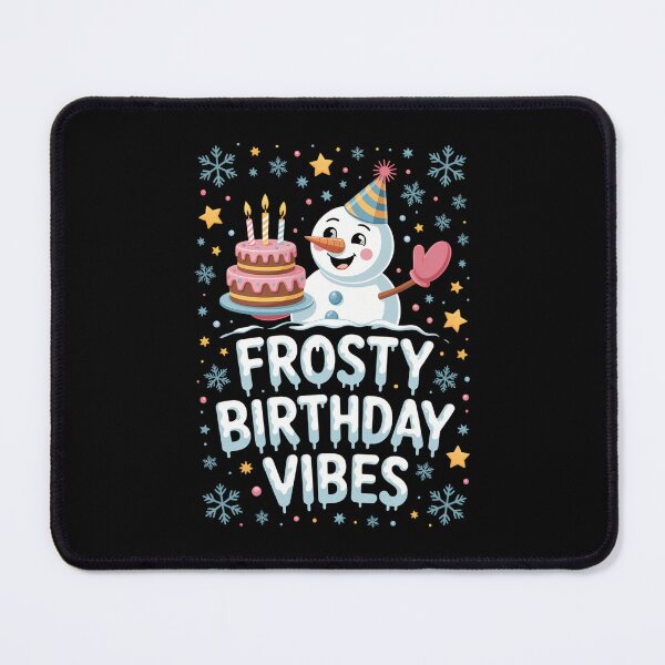 Item preview, Frosty Birthday Vibes Snowman with Cake and Winter Decor designed and sold by HellD3vil-Art.