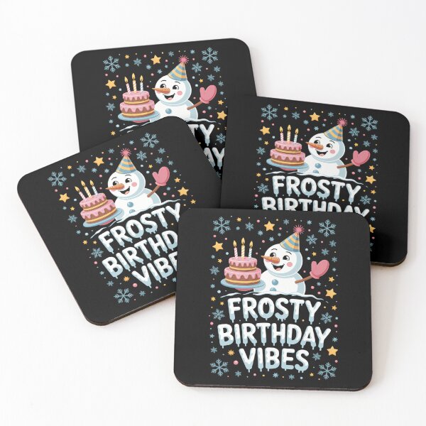 Item preview, Frosty Birthday Vibes Snowman with Cake and Winter Decor designed and sold by HellD3vil-Art.