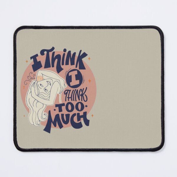 Item preview, I Think Too Much Retro Typography Female Portrait tshirt designed and sold by anandsiva2703.