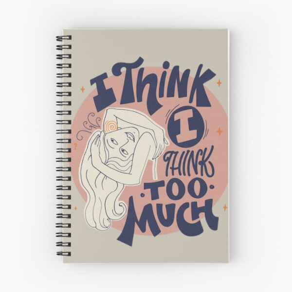 Item preview, I Think Too Much Retro Typography Female Portrait tshirt designed and sold by anandsiva2703.