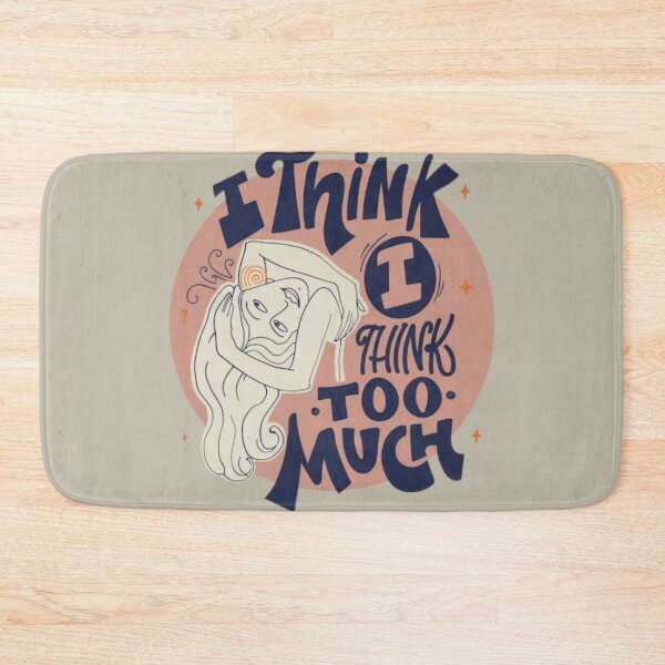 Item preview, I Think Too Much Retro Typography Female Portrait tshirt designed and sold by anandsiva2703.