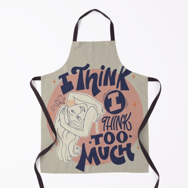 Item preview, I Think Too Much Retro Typography Female Portrait tshirt designed and sold by anandsiva2703.
