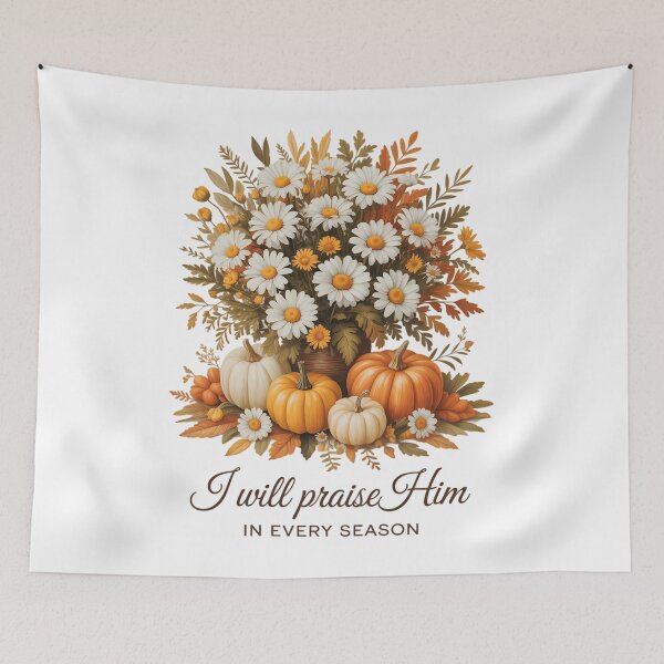 Item preview, I Will Praise Him in Every Season Pumpkin Wildflower Autumn designed and sold by Moon-Ape.