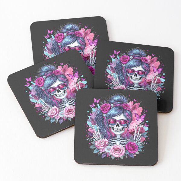 Item preview, Floral Peace Skeleton Girl | Colorful Gothic Kawaii Art designed and sold by ColorSplash123.