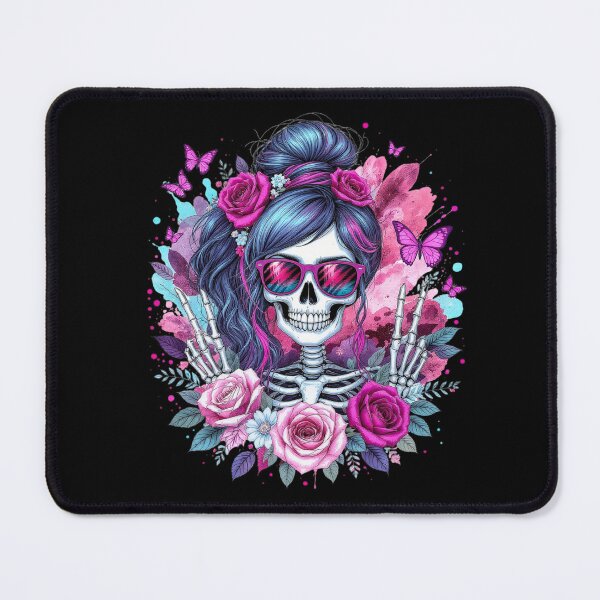 Item preview, Floral Peace Skeleton Girl | Colorful Gothic Kawaii Art designed and sold by ColorSplash123.
