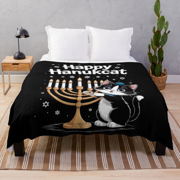 Item preview, Happy Hanukcat Black Cat Menorah Hanukkah designed and sold by HellD3vil-Art.