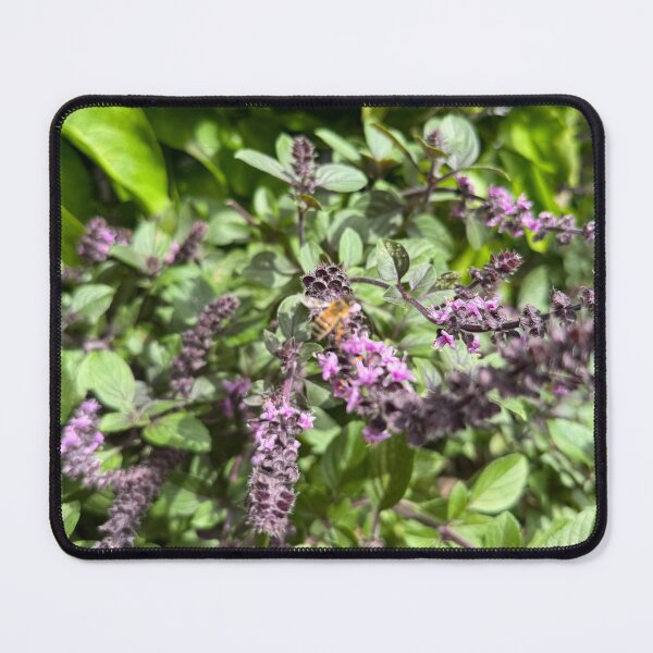 Item preview, Honeybee on Purple Basil Blossoms in Summer Light designed and sold by TrisaThyme.
