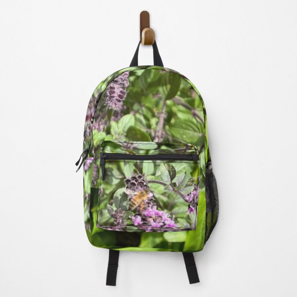 Item preview, Honeybee on Purple Basil Blossoms in Summer Light designed and sold by TrisaThyme.