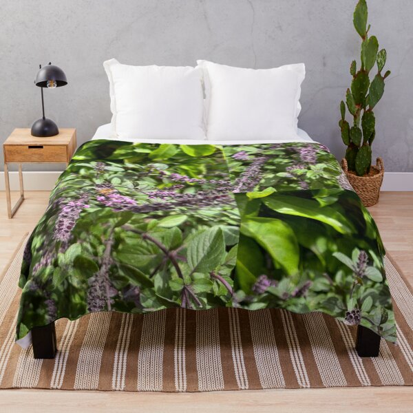 Item preview, Honeybee on Purple Basil Blossoms in Summer Light designed and sold by TrisaThyme.