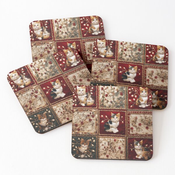 Item preview, Patchwork Christmas Tree Lights Cat Vintage designed and sold by scicilysimonee.