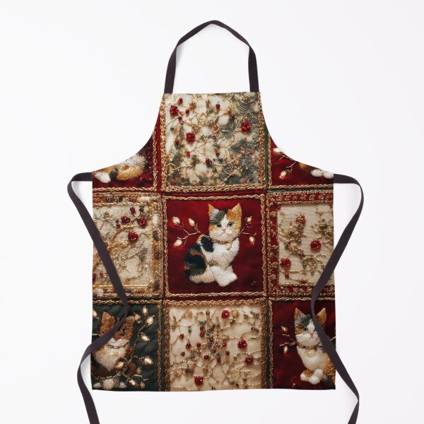 Item preview, Patchwork Christmas Tree Lights Cat Vintage designed and sold by scicilysimonee.