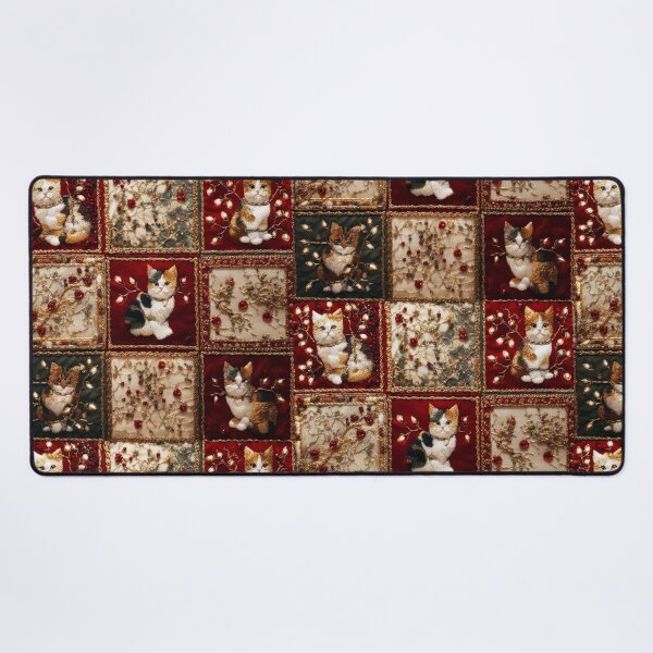 Item preview, Patchwork Christmas Tree Lights Cat Vintage designed and sold by scicilysimonee.