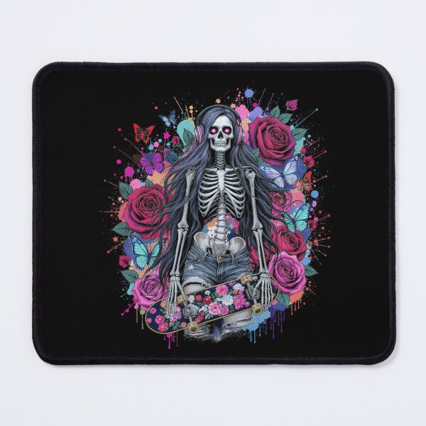 Item preview, Skater Skeleton Girl | Floral Gothic Street Art Design designed and sold by ColorSplash123.