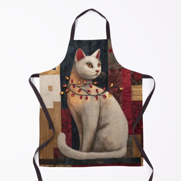 Item preview, Patchwork Christmas Tree Lights Cat - Vintage Chic designed and sold by scicilysimonee.