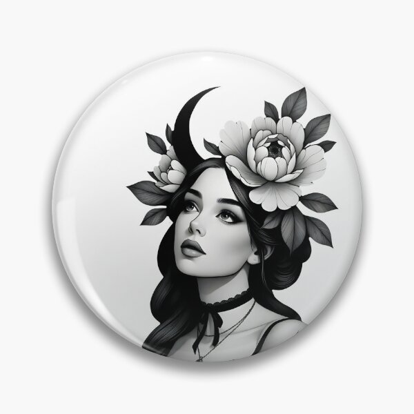 Item preview, Neotrad woman with crescent moon designed and sold by InkThings.