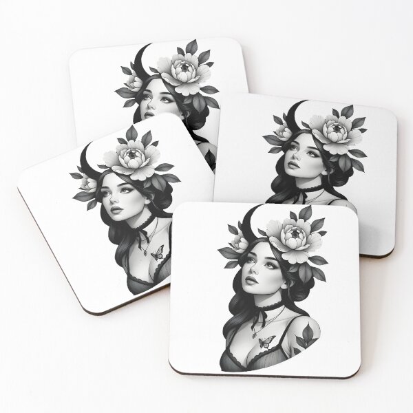 Item preview, Neotrad woman with crescent moon designed and sold by InkThings.