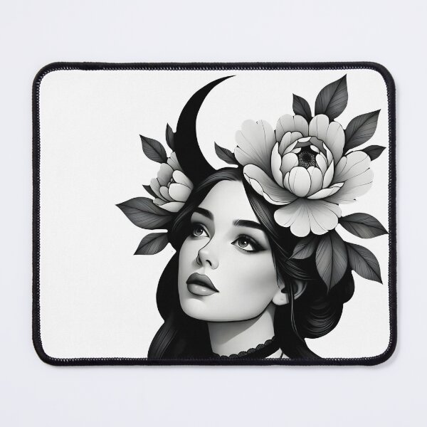 Item preview, Neotrad woman with crescent moon designed and sold by InkThings.