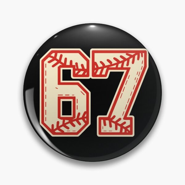 Item preview, Baseball-Inspired Number 67 Typography in Cream and Red designed and sold by ModdiesColors.