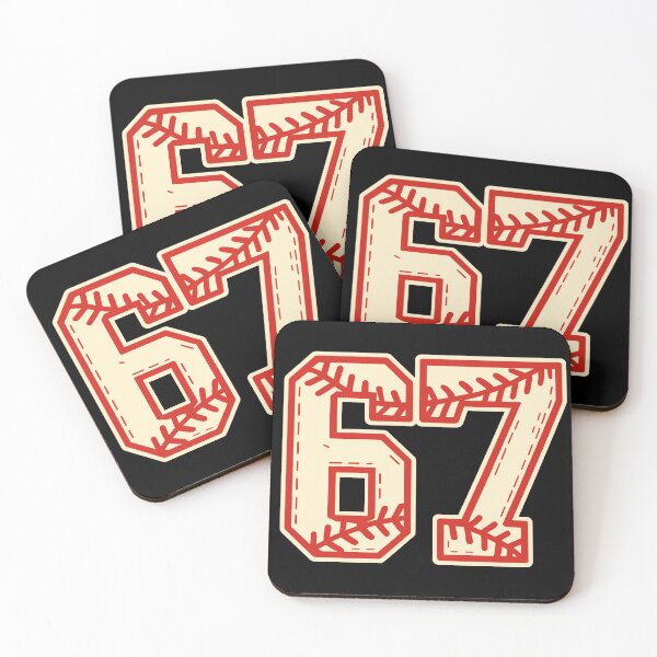 Item preview, Baseball-Inspired Number 67 Typography in Cream and Red designed and sold by ModdiesColors.