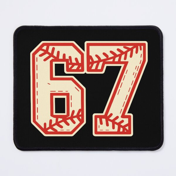 Item preview, Baseball-Inspired Number 67 Typography in Cream and Red designed and sold by ModdiesColors.