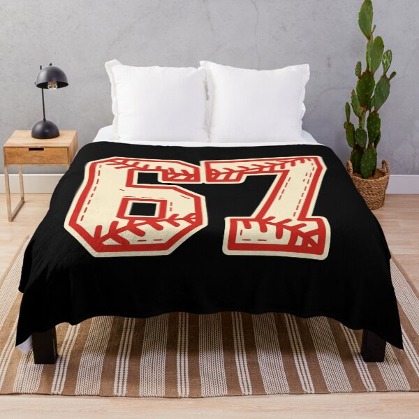 Item preview, Baseball-Inspired Number 67 Typography in Cream and Red designed and sold by ModdiesColors.