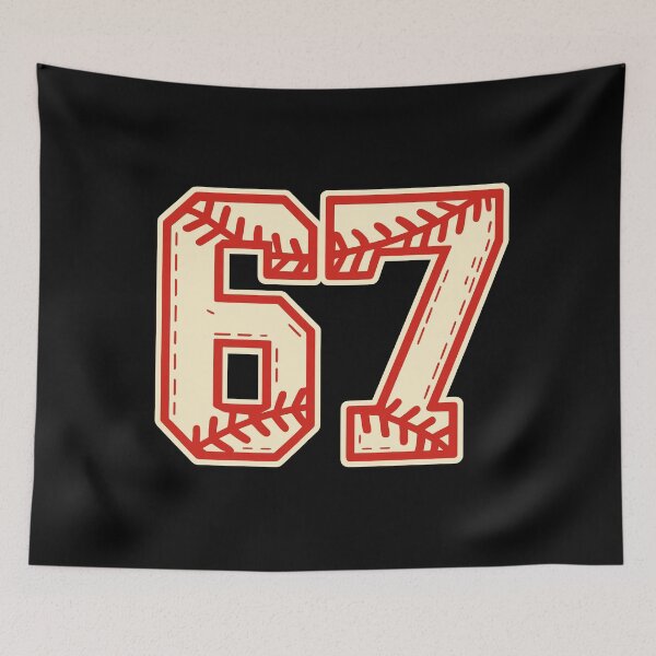 Item preview, Baseball-Inspired Number 67 Typography in Cream and Red designed and sold by ModdiesColors.