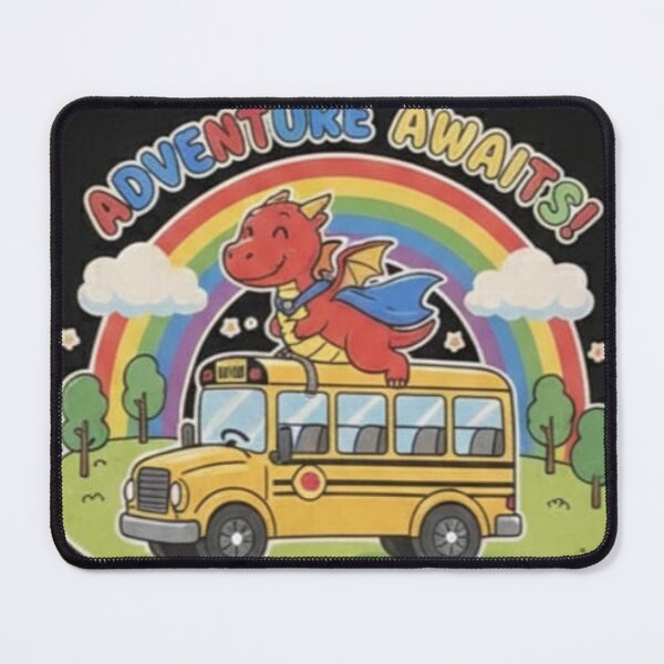 Item preview, Adventure Awaits – Cute Dragon Riding School Bus Rainbow Design designed and sold by Pixel-an-Ink.