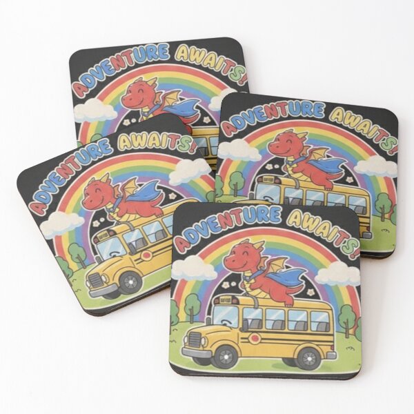 Item preview, Adventure Awaits – Cute Dragon Riding School Bus Rainbow Design designed and sold by Pixel-an-Ink.