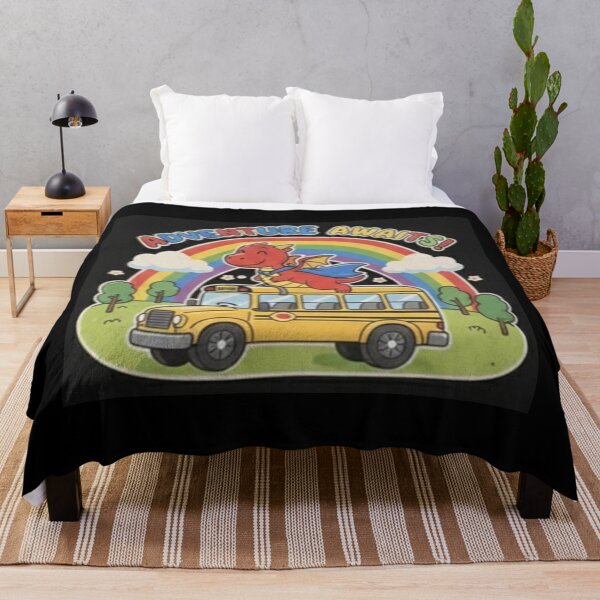 Item preview, Adventure Awaits – Cute Dragon Riding School Bus Rainbow Design designed and sold by Pixel-an-Ink.