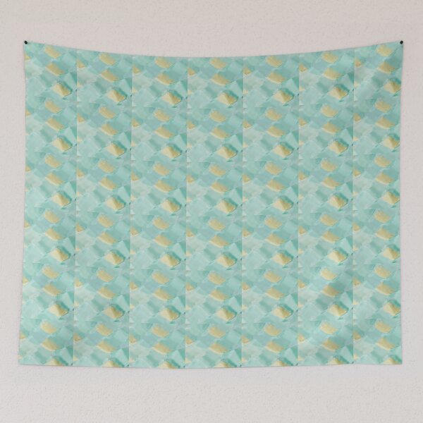 Item preview, Abstract Liquid Tile Pattern: Soft Mint & Yellow 3D Background designed and sold by RudArtAI.