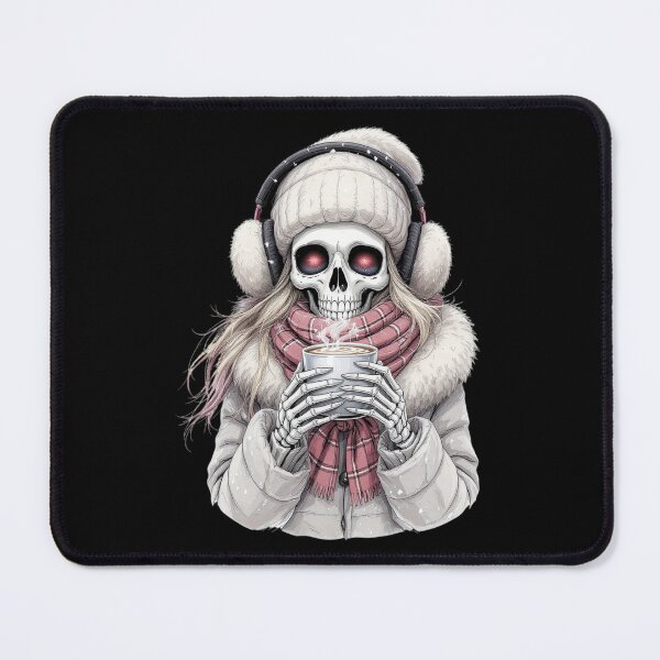 Item preview, Cozy Winter Skeleton Girl | Cute Gothic Christmas Coffee Art designed and sold by ColorSplash123.