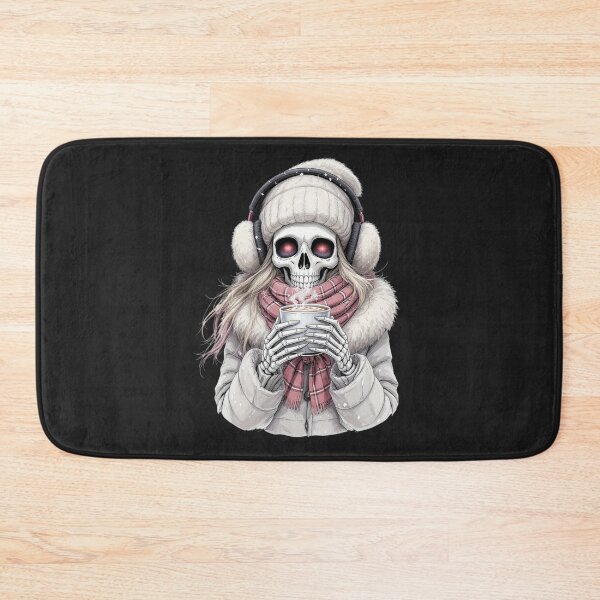 Item preview, Cozy Winter Skeleton Girl | Cute Gothic Christmas Coffee Art designed and sold by ColorSplash123.