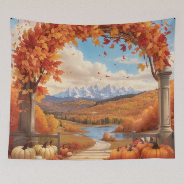 Item preview, Autumn Leaves Changing Colors with Pumpkin Archway – Cozy Fall Scene Design designed and sold by Cultradesign.