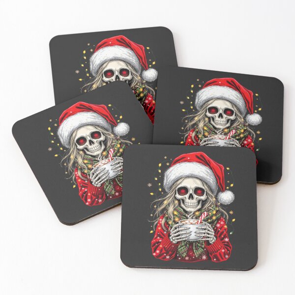 Item preview, Christmas Coffee Skeleton Girl | Cozy Gothic Holiday Art designed and sold by ColorSplash123.