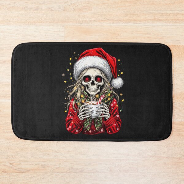 Item preview, Christmas Coffee Skeleton Girl | Cozy Gothic Holiday Art designed and sold by ColorSplash123.