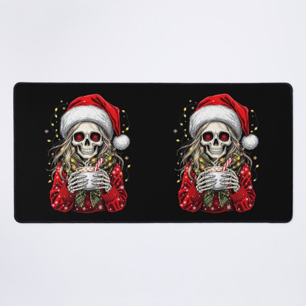 Item preview, Christmas Coffee Skeleton Girl | Cozy Gothic Holiday Art designed and sold by ColorSplash123.