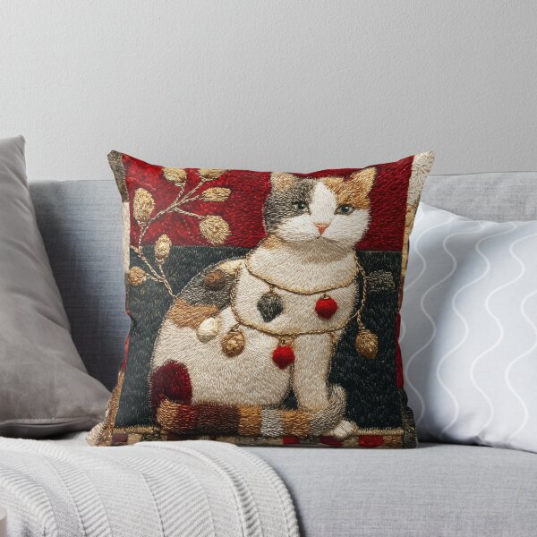 Item preview, Patchwork Christmas Tree Lights Cat - Vintage Patterns  designed and sold by scicilysimonee.