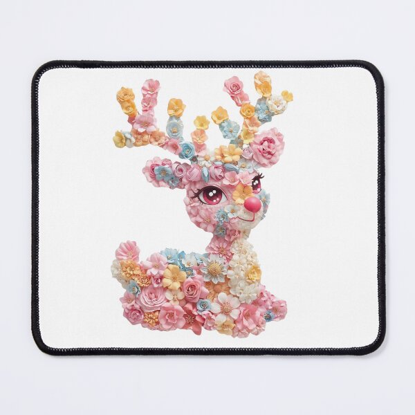 Item preview, illustration of a brown deer head overgrown with flowers on a white background designed and sold by PWDigitalArt.