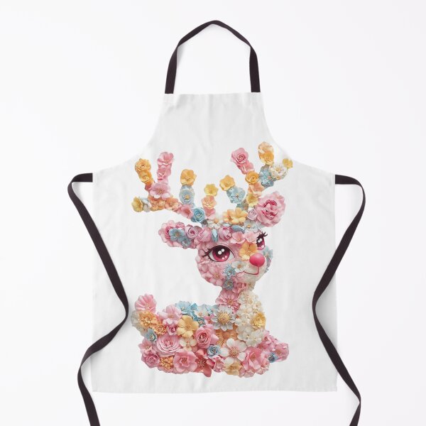 Item preview, illustration of a brown deer head overgrown with flowers on a white background designed and sold by PWDigitalArt.