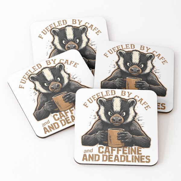 Item preview, Funny Workaholic Honey Badger - Caffeine and Deadlines designed and sold by ShirtHatch.