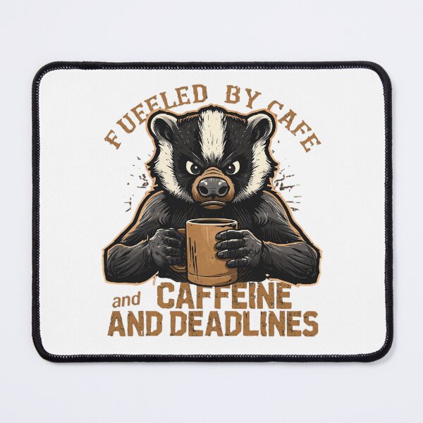 Item preview, Funny Workaholic Honey Badger - Caffeine and Deadlines designed and sold by ShirtHatch.