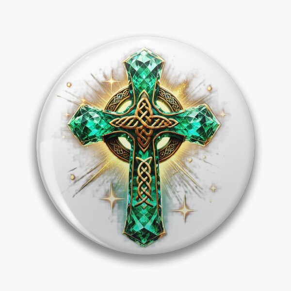 Item preview, Celtic Crystal Cross – Emerald Green Gemstone Design designed and sold by CelticSoulShop.