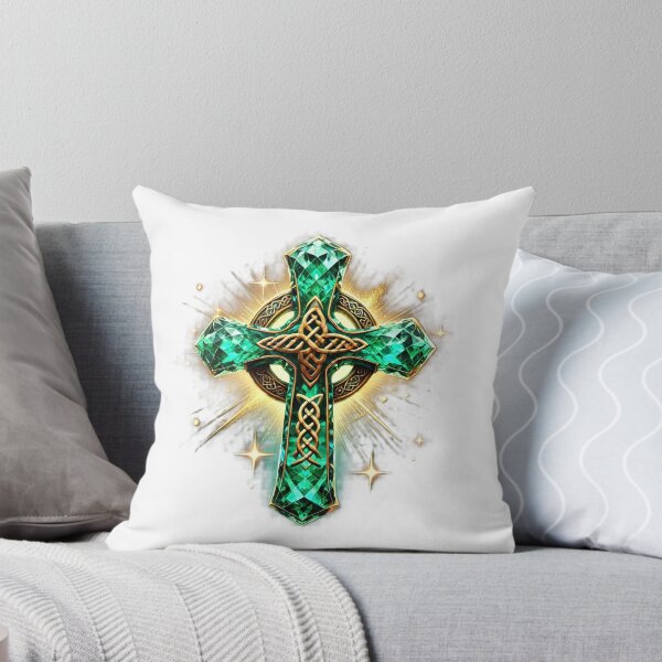 Item preview, Celtic Crystal Cross – Emerald Green Gemstone Design designed and sold by CelticSoulShop.