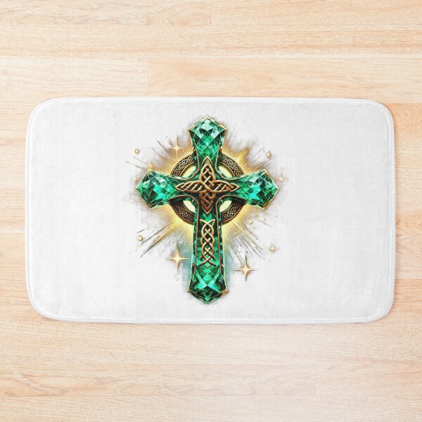 Item preview, Celtic Crystal Cross – Emerald Green Gemstone Design designed and sold by CelticSoulShop.