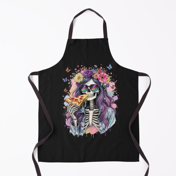 Item preview, Skeleton Girl with Pizza Slice | Cool Gothic Food Art Design designed and sold by ColorSplash123.